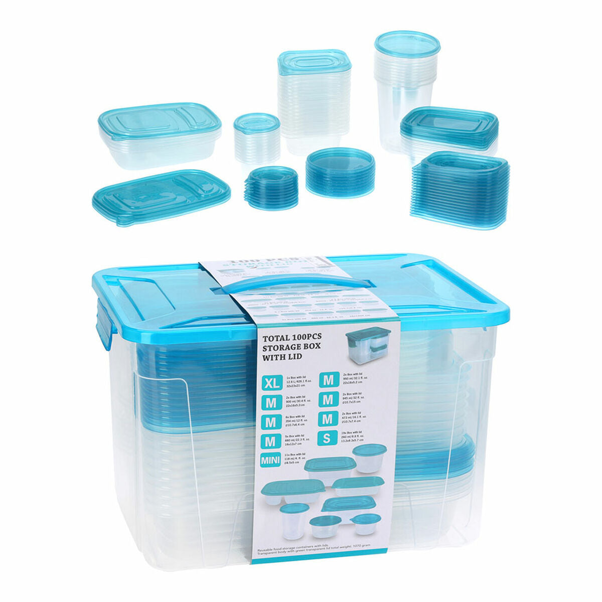 Lifetime Opslagdozen Lifetime Groen Transparant Plastic Met Deksel (50 Stuks)