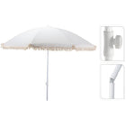 Parasol 180 cm ecru met franjes