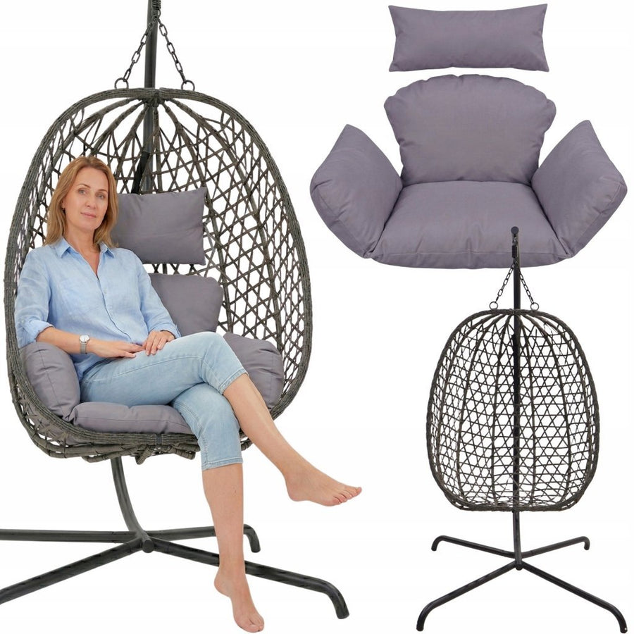 Overige Merken Cocoon Rattan Hangstoel 195 Cm Donkergrijs