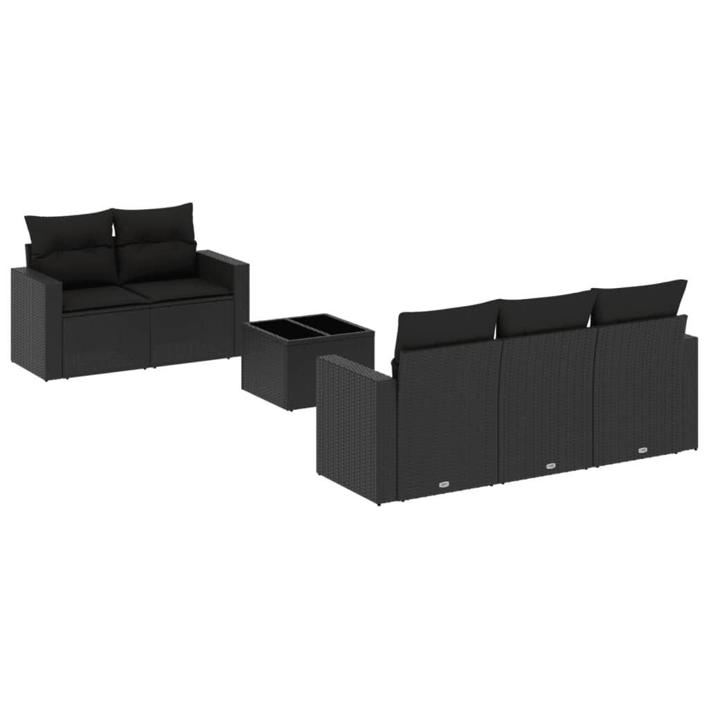 6-Delige Loungeset Met Kussens Poly Rattan Zwart