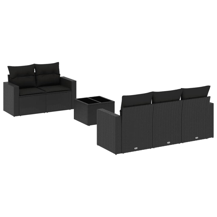 6-Delige Loungeset Met Kussens Poly Rattan Zwart