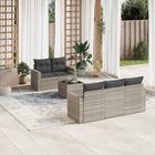 6-piece Lounge Set with cushions poly rattan light grey