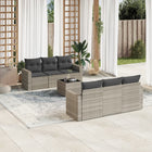 Loungeset 7-delig poly rattan lichtgrijs