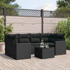 7-piece lounge set with cushions poly rattan black