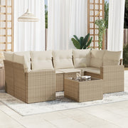 Loungeset 7-delig poly rattan beige