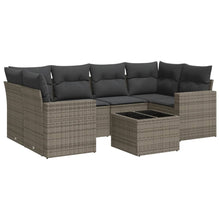 7-delige Loungeset met kussens poly rattan grijs Grijs