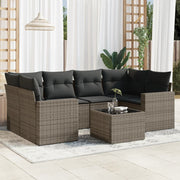 Loungeset 7-delig poly rattan grijs
