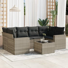 7-piece Lounge Set with cushions poly rattan light grey