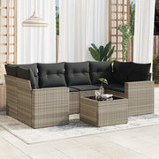 Loungeset 7-delig poly rattan lichtgrijs