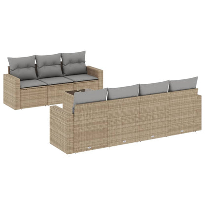8-Delige Loungeset Met Kussens Poly Rattan Beige