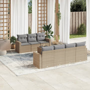 Loungeset 8-delig poly rattan beige