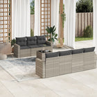 8-piece Lounge Set with Cushions Poly Rattan Light Grey