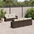 Loungeset poly rattan bruin 8-delig