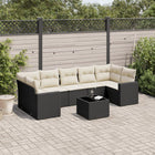 8-piece Lounge Set with Cushions Polyrattan Black