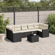 8-piece Lounge Set with Cushions Polyrattan Black