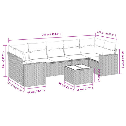 8-Delige Loungeset Met Kussens Poly Rattan Beige
