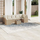 8-piece Lounge Set with Cushions Poly Rattan Beige