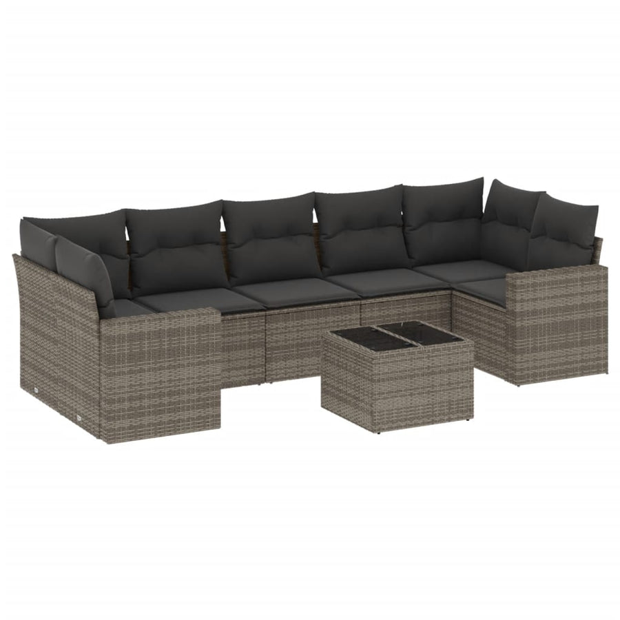 8-Delige Loungeset Met Kussens Poly Rattan Grijs
