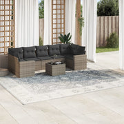 8-piece Lounge Set with Cushions Poly Rattan Grey