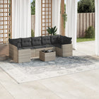 8-piece Lounge Set with Cushions Poly Rattan Light Grey