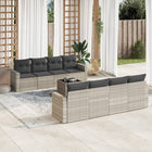 Loungeset 9-delig poly rattan lichtgrijs
