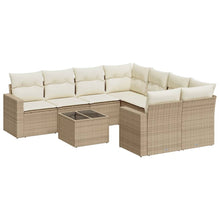 9-delige Loungeset met kussens poly rattan beige beige and cream