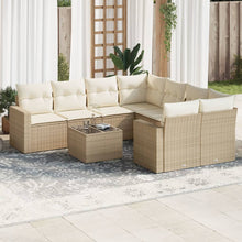 9-delige Loungeset met kussens poly rattan beige beige and cream