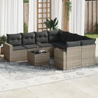 9-piece Loungeset with cushions poly rattan grey