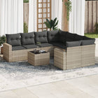 9-piece Lounge Set with Cushions Poly Rattan Light Grey