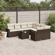 Loungeset 9-delig poly rattan bruin