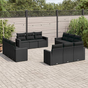 Loungeset 12-delig poly rattan zwart