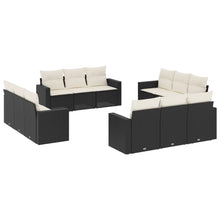 12-delige Loungeset met kussens poly rattan zwart Zwart en crème