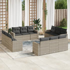 12-piece Lounge Set with Cushions Poly Rattan Light Grey