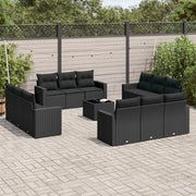 Loungeset 13-delig poly rattan zwart