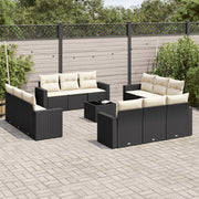 Loungeset poly rattan 13-delig zwart