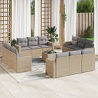13-piece Lounge Set with cushions poly rattan beige