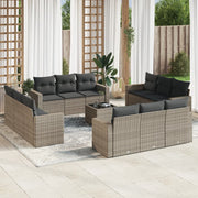 Loungeset poly rattan grijs 13-delig
