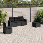 Loungeset 5-delig poly rattan zwart