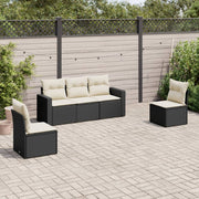 Loungeset 5-delig poly rattan zwart