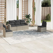 Loungeset 5-delig poly rattan lichtgrijs