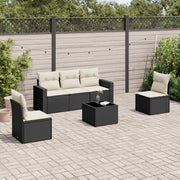 Loungeset 6-delig poly rattan zwart