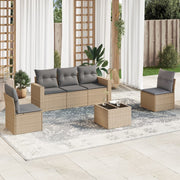 Loungeset 6-delig poly rattan beige