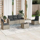 6-piece Lounge Set with cushions poly rattan light grey