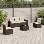 Loungeset 6-delig poly rattan bruin