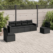 Loungeset 6-delig poly rattan zwart