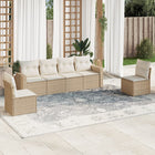 6-delige Loungeset met kussens poly rattan beige beige and cream Zonder tafel