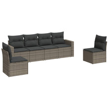 6-delige Loungeset met kussens poly rattan grijs Grijs Zonder tafel