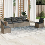 Loungeset 6-delig poly rattan grijs