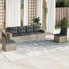 6-piece Lounge Set with cushions poly rattan light grey
