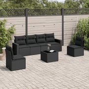 Loungeset 7-delig poly rattan zwart